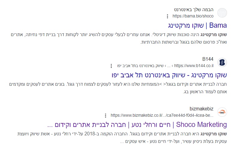 בניית קישורים לקידום בגוגל – האם זה עדיין רלוונטי? 3 צ.מסך של קישורים חיצוניים לשוקו